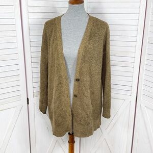 Free People Alpaca Wool Blend Slouchy Grandpa Cardigan Sweater Khaki Brown XS